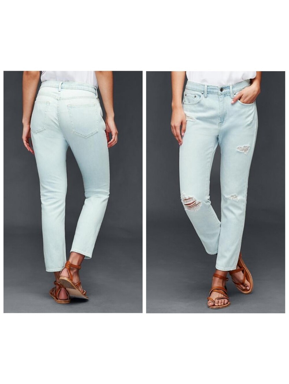 GAP Original 1969 Light Indigo Destructed Distressed Slouchy Boyfriend Jeans 25